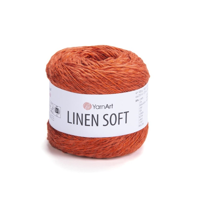 Włóczka YarnArt Linen Soft / 100 g / len wiskoza bawełna / 7310 / cegła