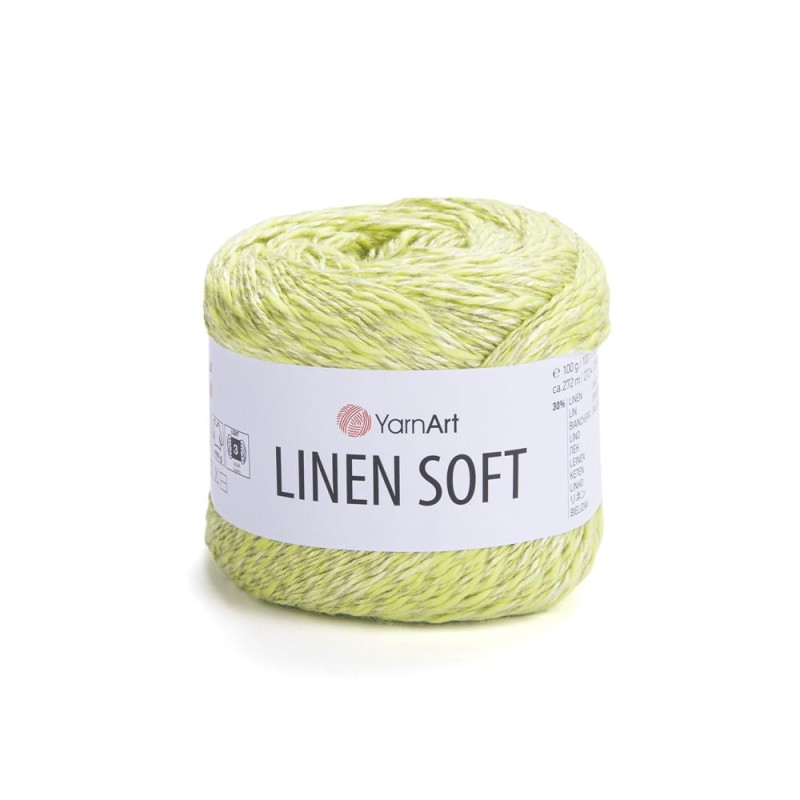 Włóczka YarnArt Linen Soft / 100 g / len wiskoza bawełna / 7311 / limonka