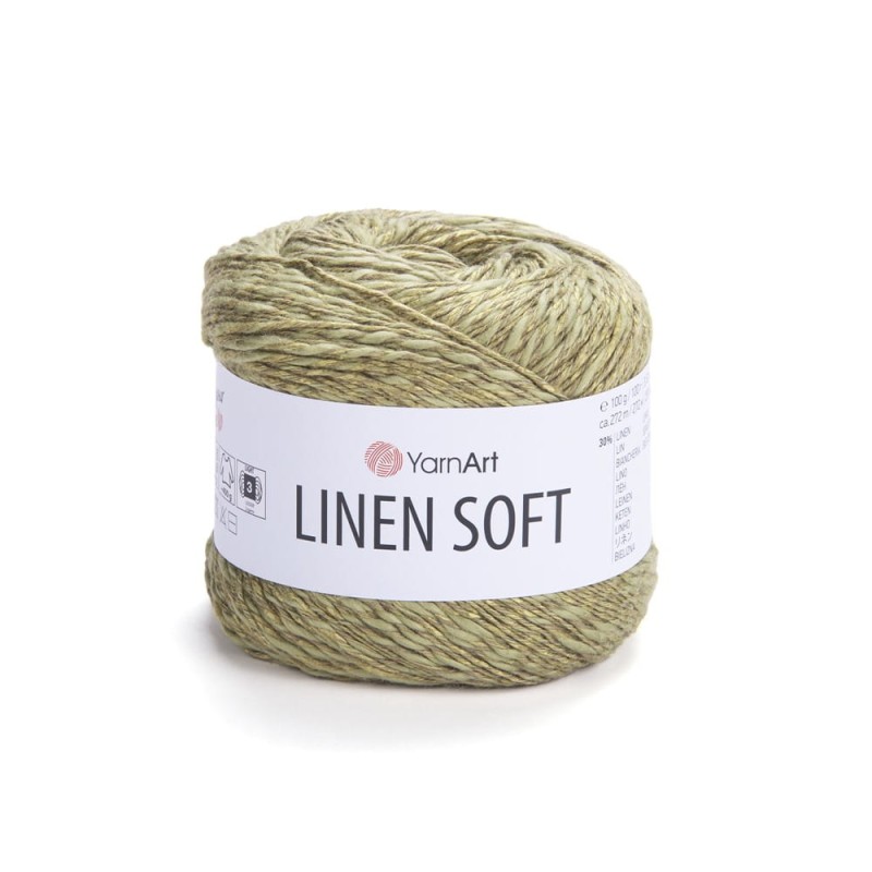 Włóczka YarnArt Linen Soft / 100 g / len wiskoza bawełna / 7313 / jasne khaki