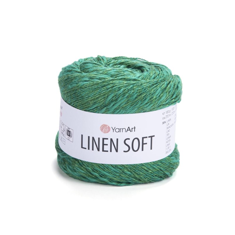 Włóczka YarnArt Linen Soft / 100 g / len wiskoza bawełna / 7315 / zieleń