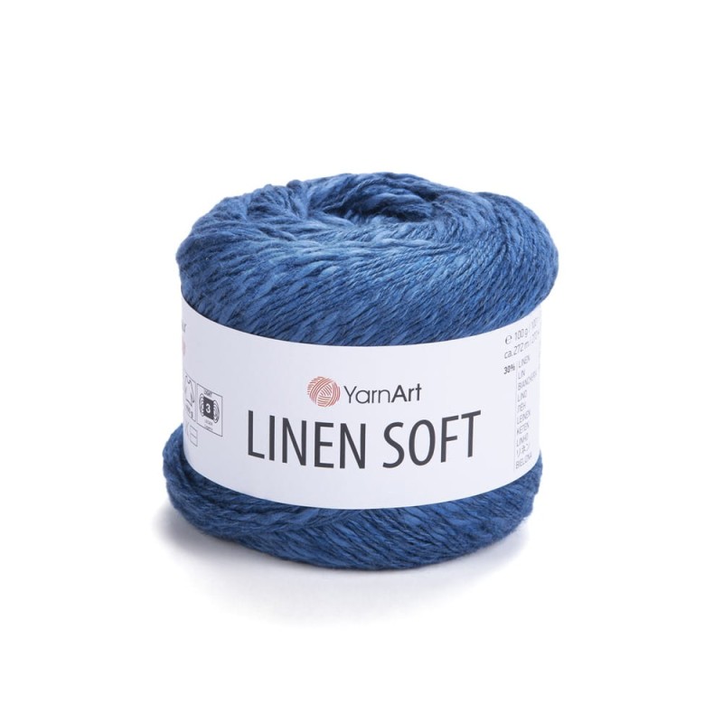 Włóczka YarnArt Linen Soft / 100 g / len wiskoza bawełna / 7317 / niebieski