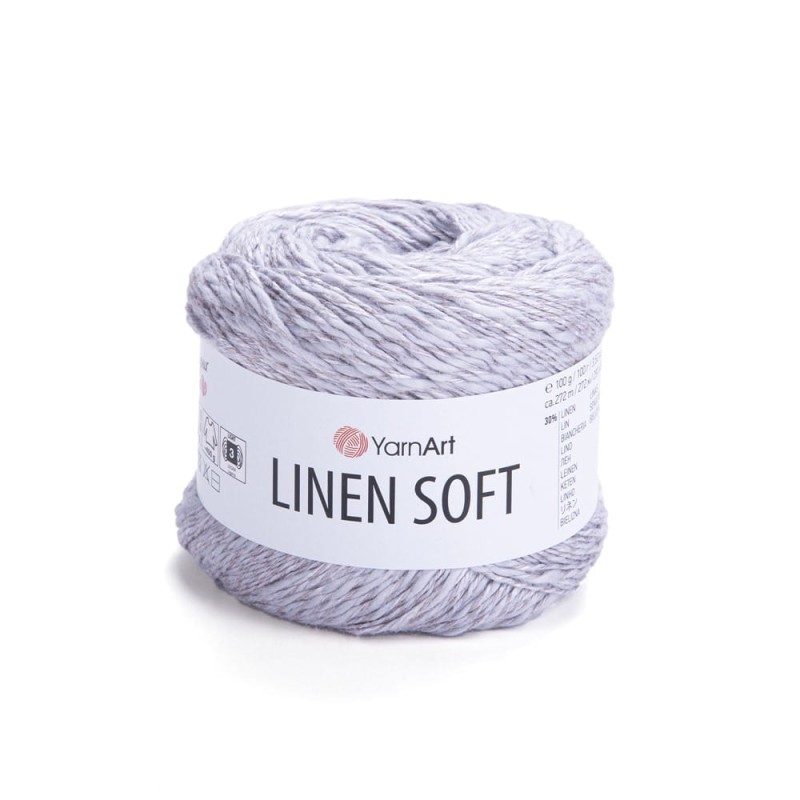 Włóczka YarnArt Linen Soft / 100 g / len wiskoza bawełna / 7320 / jasny szary