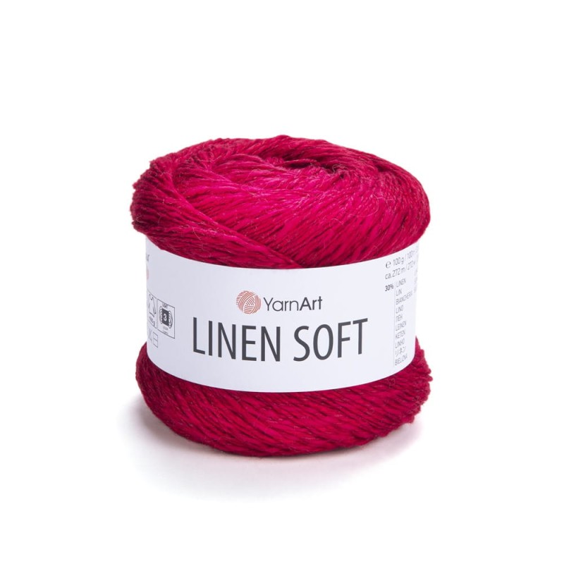Włóczka YarnArt Linen Soft / 100 g / len wiskoza bawełna / 7323 / czerwień