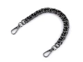 Łańcuszek do torebki z karabińczykiem krótki / dł. 25cm / szer. 12 mm / czarny nikiel / 930145