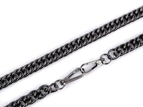 Łańcuszek do torebki z karabińczykiem / dł. 120 cm / szer. 12 mm / czarny nikiel / 930150