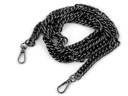 Łańcuszek do torebki z karabińczykiem / dł. 120 cm / szer. 12 mm / czarny nikiel / 930150