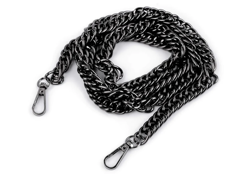 Łańcuszek do torebki z karabińczykiem / dł. 120 cm / szer. 12 mm / czarny nikiel / 930150