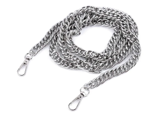 Łańcuszek do torebki z karabińczykiem / dł. 120 cm / szer. 12 mm / nikiel / 930150