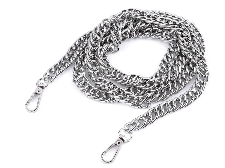 Łańcuszek do torebki z karabińczykiem / dł. 120 cm / szer. 12 mm / nikiel / 930150