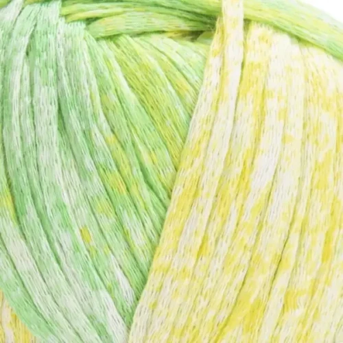 Włóczka tasiemkowa YarnArt Cotton Fusion / 100 g / 100% bawełna / 3644 /  mix zielono-żółty
