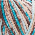 Włóczka tasiemkowa YarnArt Cotton Fusion / 100 g / 100% bawełna / 3650 / mix turkusowo-brązowy