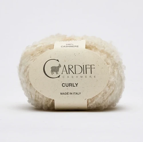 Włóczka Cardiff Cashmere Curly 101 / white / złamana biel