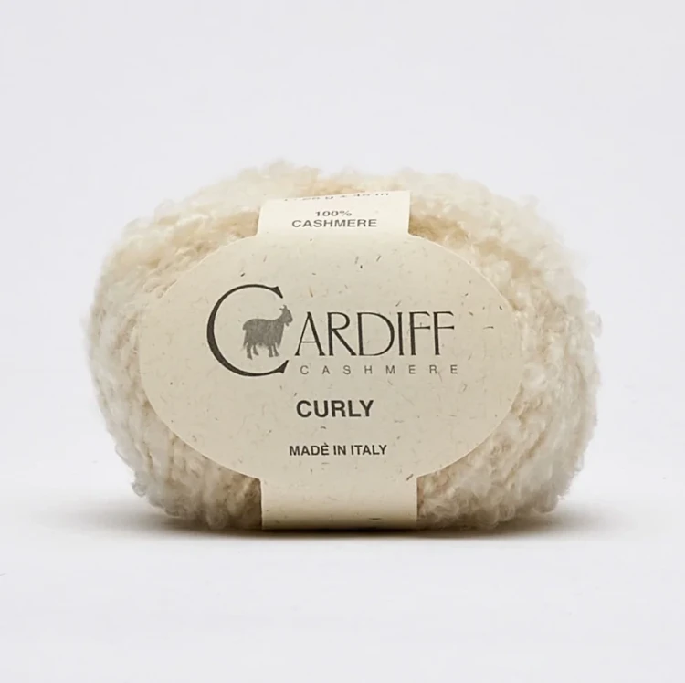 Włóczka Cardiff Cashmere Curly 101 / white / złamana biel