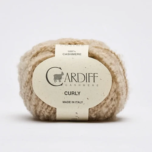 Włóczka Cardiff Cashmere Curly 102 / silver / beż