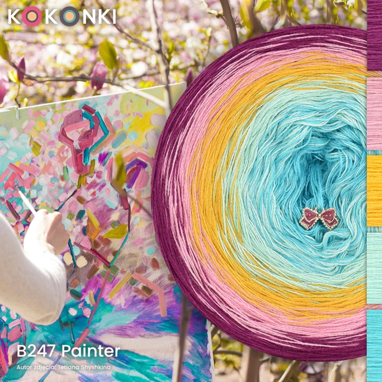 KOKONEK Classic B247 Painter A - Jeżyna/malinowy róż/kurkuma/mięta/turkus
