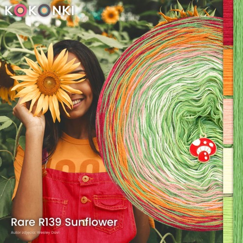 KOKONEK Rare Classic R139 Sunflower B - Czerwień/pomarańcz/brzoskwinia/wanilia/jasna zieleń + zieleń