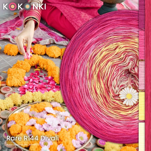 KOKONEK Rare Classic R144 Divali B - Gorący róż/fuksja/malinowy róż/żółty/wanilia + magenta