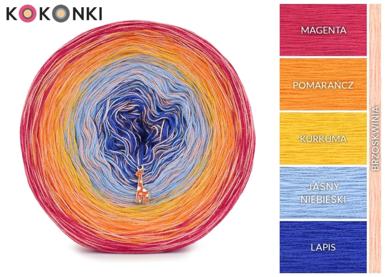 KOKONEK Rare Classic R135 Entrance B - Magenta/pomarańcz/kurkuma/jasny niebieski/lapis + brzoskwinia