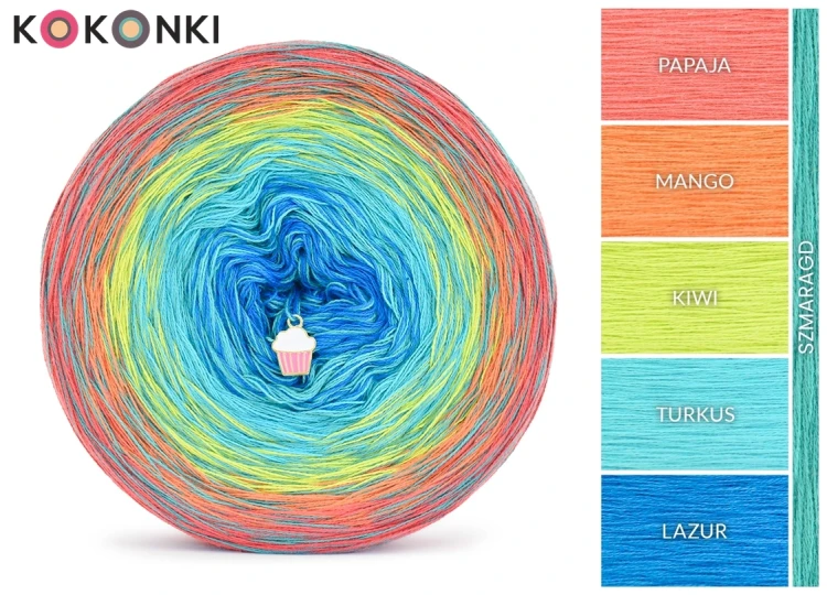 KOKONEK Rare Classic R137 Fluo B - Papaja/mango/kiwi/turkus/lazur + szmaragd