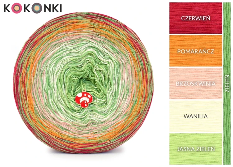 KOKONEK Rare Classic R139 Sunflower B - Czerwień/pomarańcz/brzoskwinia/wanilia/jasna zieleń + zieleń