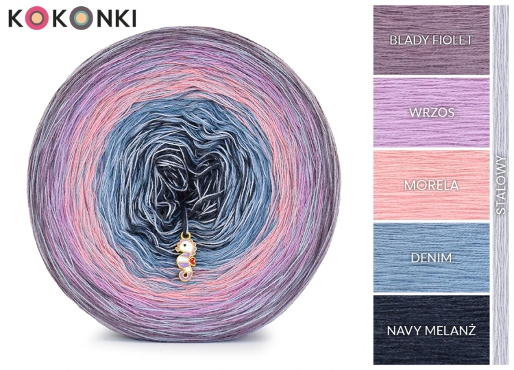 KOKONEK Rare Classic R142 Gate B - Blady fiolet/wrzos/morela/denim/navy melanż + stalowy