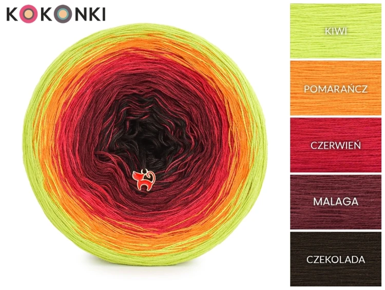KOKONEK Classic B254 Snapshot A - Kiwi/pomarańcz/czerwień/malaga/czekolada
