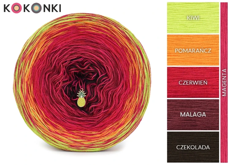KOKONEK Rare Classic R143 Snapshot B - Kiwi/pomarańcz/czerwień/malaga/czekolada + magenta