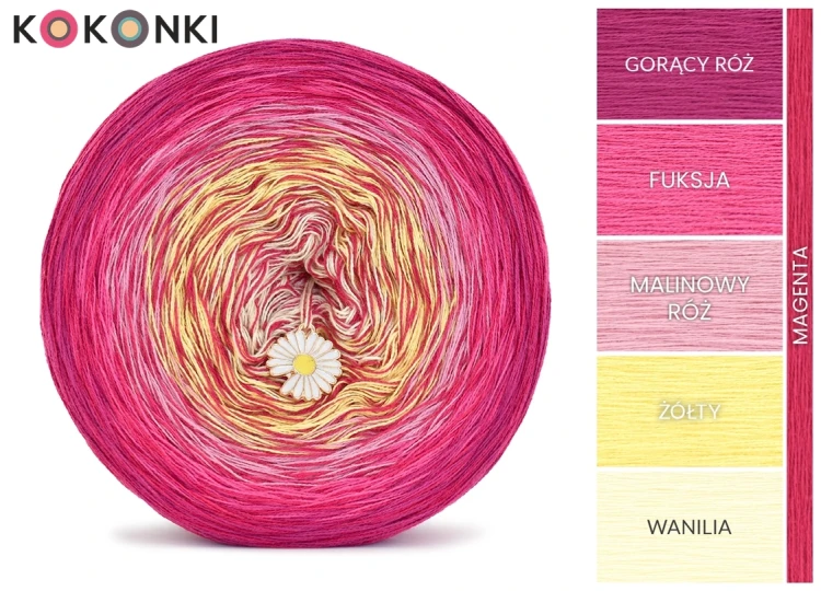 KOKONEK Rare Classic R144 Divali B - Gorący róż/fuksja/malinowy róż/żółty/wanilia + magenta