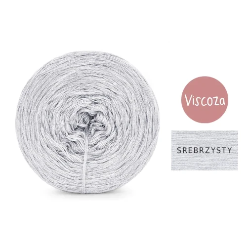 KOKONEK Viscoza - srebrzysty, 3 nitki, 1200 m, 225g - GOTOWY