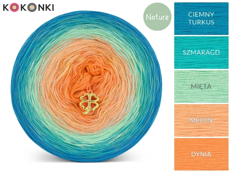 KOKONEK Nature NT15 - Ciemny turkus/szmaragd/mięta/melon/dynia