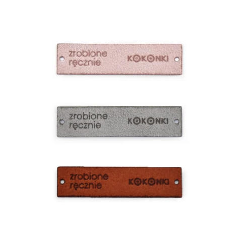Zestaw metek nubuk premium "zrobione ręcznie KOKONKI" / mix / 15 x 60 mm / 3 szt.