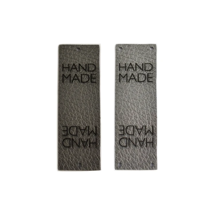 Zestaw metek ekoskóra metalizowana "HAND MADE" / mix / 60 x 20 mm / 2 szt.