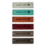 Sada etiket nubuk premium "Made with ♥" / mix / 15 x 50 mm / 6 ks