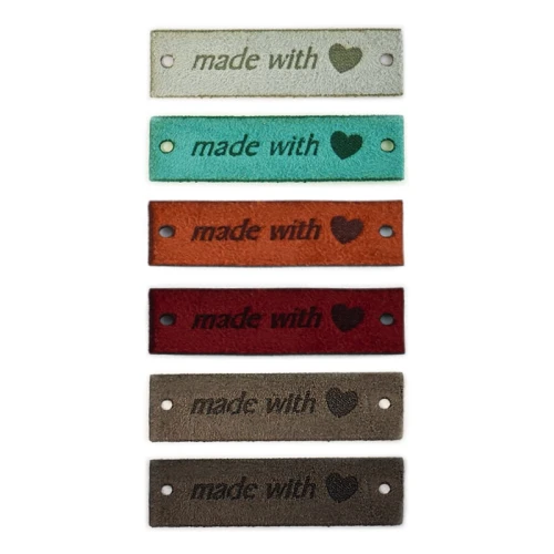 Zestaw metek nubuk premium "Made with ♥" / mix / 15 x 50 mm / 6 szt.
