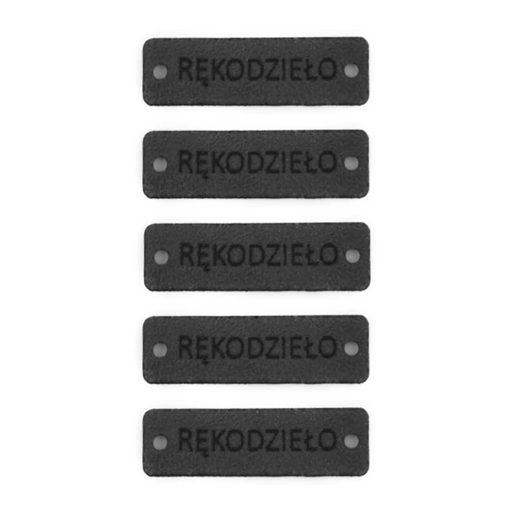 Zestaw metek altara / nubuk premium "RĘKODZIEŁO" / grafit / 12 x 40 mm / 5 szt.