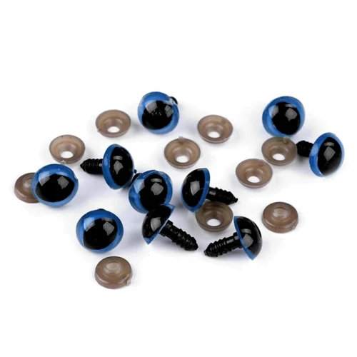 Oczy kocie do maskotek / 14 mm / niebiesko-czarne / 10 szt. / 800106