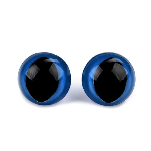 Oczy kocie do maskotek / 14 mm / niebiesko-czarne / 10 szt. / 800106