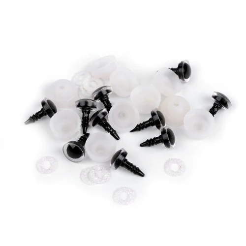 Oczy brokatowe do maskotek / 10 mm / jasny krem / 10 szt. / 900038
