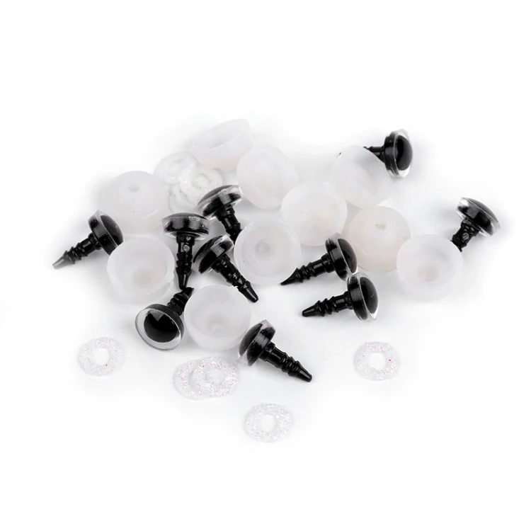 Oczy brokatowe do maskotek / 10 mm / jasny krem / 10 szt. / 900038