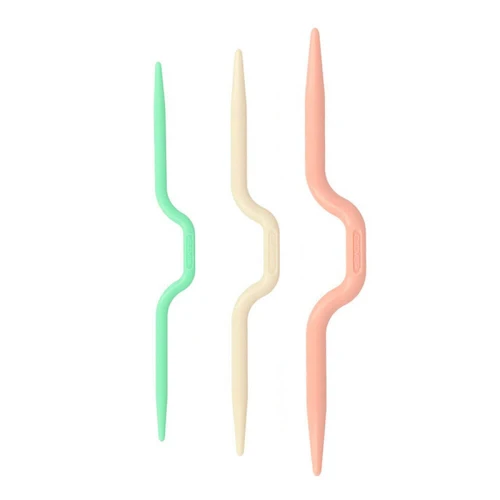 Druty do warkoczy Clover / proste z wygięciem / plastikowe / 3 szt.