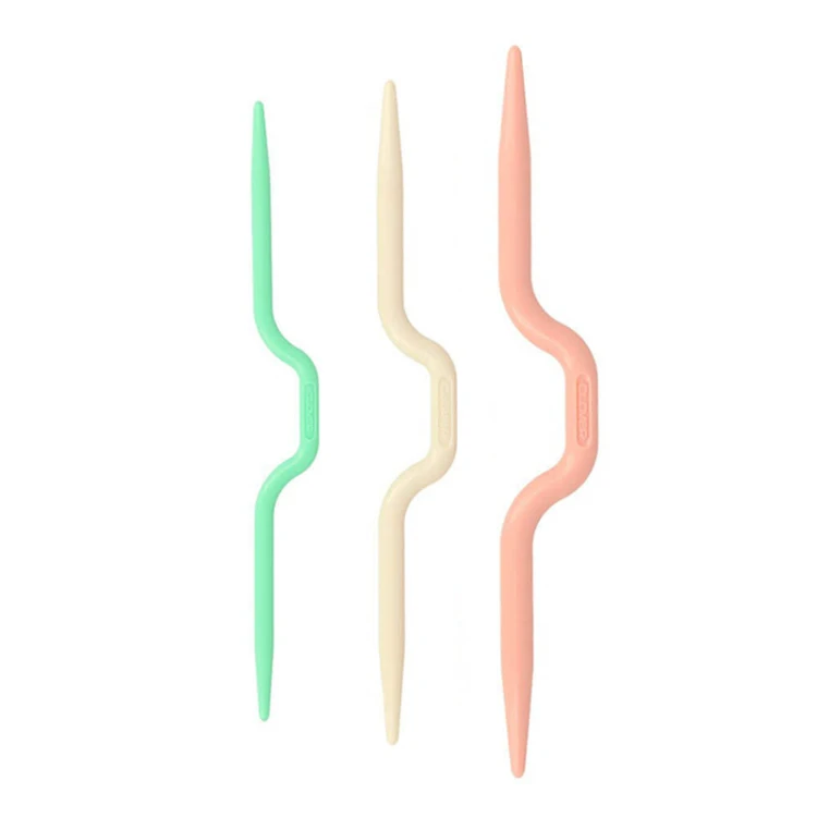 Druty do warkoczy Clover / proste z wygięciem / plastikowe / 3 szt.