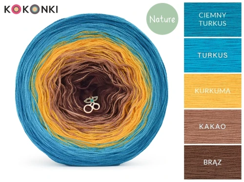 KOKONEK Nature NT39 - Ciemny turkus/turkus/kurkuma/kakao/brąz