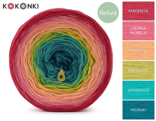 KOKONEK Nature NT42 - Magenta/ciemna morela/melon/awokado/szmaragd/morski