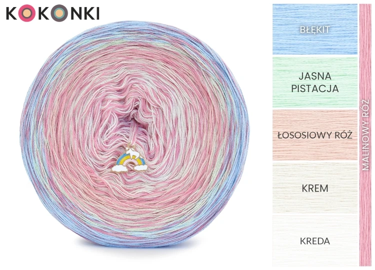 KOKONEK Rare Classic R138 Unit B - Błękit/jasna pistacja/łososiowy róż/krem/kreda + malinowy róż