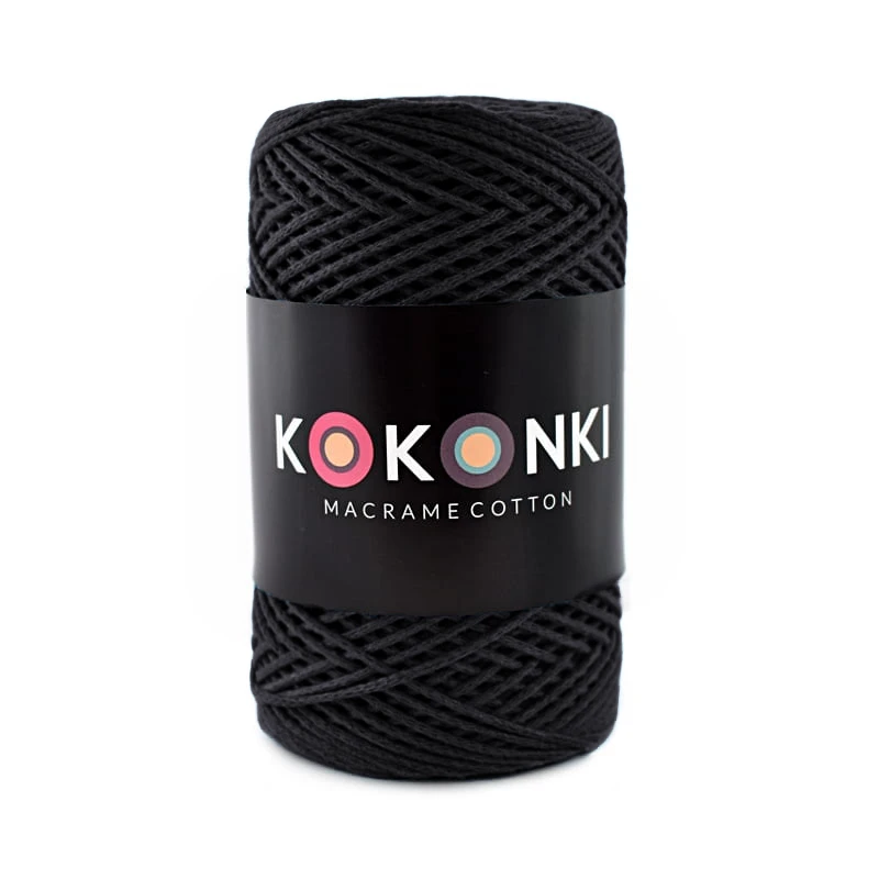 Sznurek Macrame Cotton by KOKONKI 2mm / rolka 200m / grafit (wiązany)