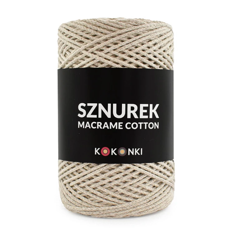 Sznurek Macrame Cotton by KOKONKI 2mm / rolka 200m / jasny beż