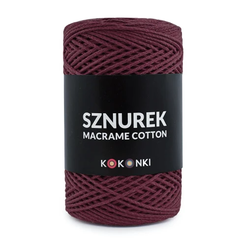 Sznurek Macrame Cotton by KOKONKI 2mm / rolka 200m / wino