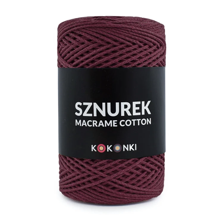 Sznurek Macrame Cotton by KOKONKI 2mm / rolka 200m / wino