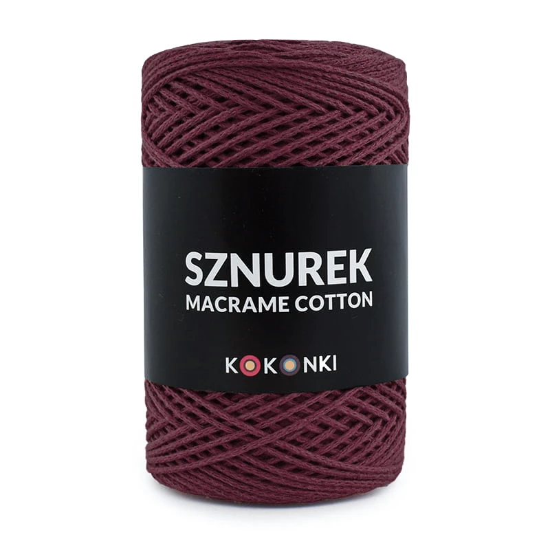 Sznurek Macrame Cotton by KOKONKI 2mm / rolka 200m / wino