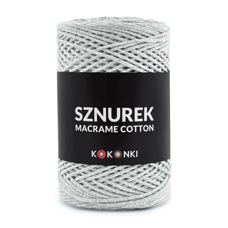 Sznurek Macrame Cotton by KOKONKI 2mm / rolka 200m / jasny szary